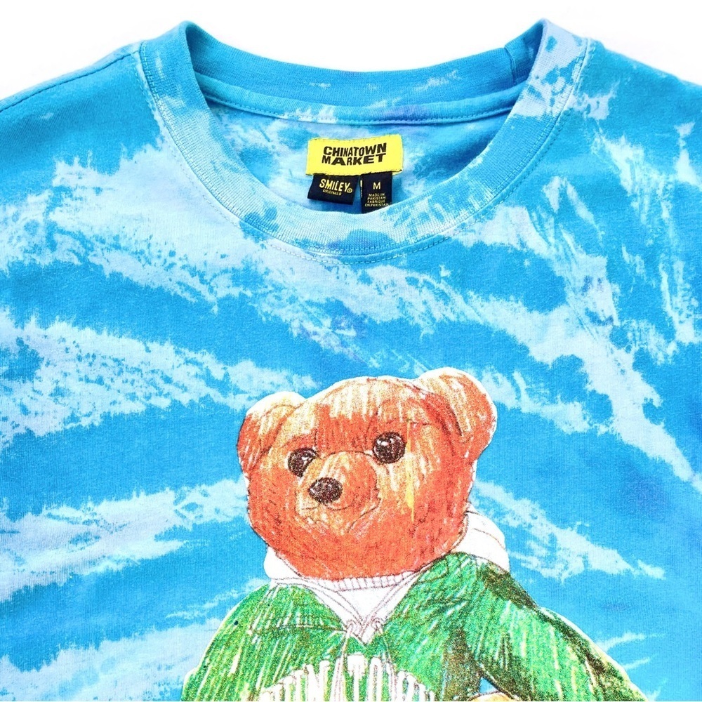 Chinatown Market Smiley T-Shirt, Sketch Basketball Bear, Blue Tie-Dye, Sz Medium - Picture 3 of 8